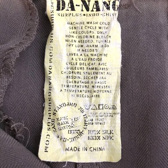 VTG DA-NANG 100% Silk Cargo Skirt Cocoon Gray M Lace-Up Side Utility Y2K Surplus - Picture 3 of 5